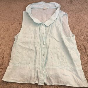 Blue button down tank